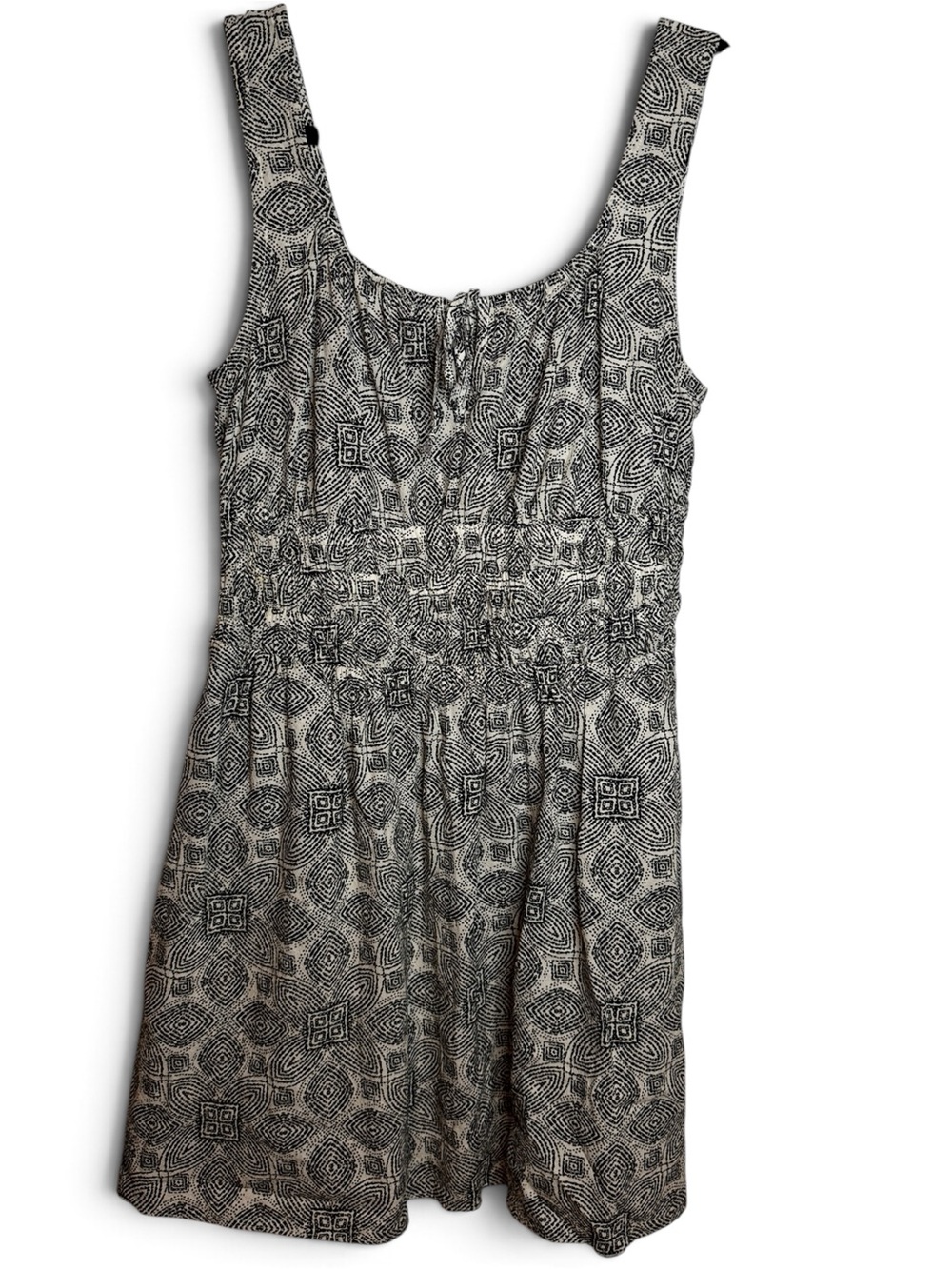 Marine Layer Dress Womens M Black Cream Geometric Print Sleeveless Fit Flare